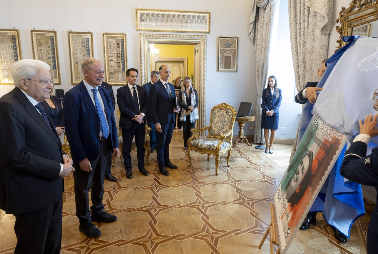 Commemorative Stamp Marking the 80th Anniversary of the Italian Republic Presented to the President